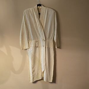 Vintage Katie Cream Sheath Midi Dress with V-Neck